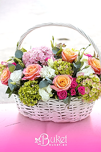 Rainbow flower basket