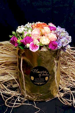 Mix flowers in a gold box